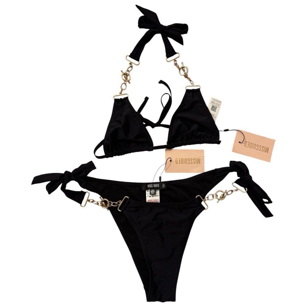Gold chain Missguided Bikini Set New Size US 2